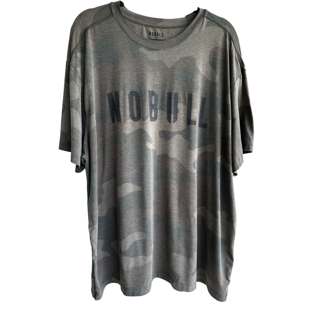 NOBULL Mens XXXL Camo Short Sleeve Training Tee Olive Green Logo Workout Shirt